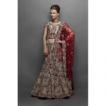 Graceful Gold metallic bridal Lehenga with velvet borders & motifs(Traditional lehenga-86)