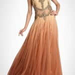 Beige Toned Net Gown With Zardosi Work