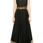 Black metal flowers embellished long gown