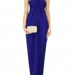 Blue diamante embellished draped gown