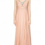 Peach crystal stone embellished shoulder drape anarkali suit