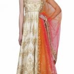 Off white gotapatti embroidered floral motifs anarkali set