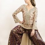 Blush Zardozi and Crystal Suit with Purple Brocade Patiala
