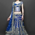 Blue Double Layered Net Outfit with Green Velvet