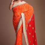 Shaded Georgette saree with embroidery