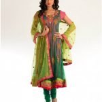 Dark Green Kalidar Suit with Ornate Applique