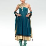 Peacock Teal Kalidar Suit with Floral Churidar