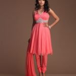 Peach coloured Chiffon Anarkali