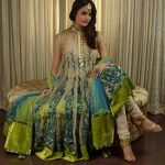 Green -Beige Color Anarkali
