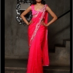 Bright Pink Sari with Metallic Embellishment