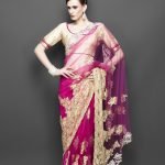 Pink Net and Gold Lace Sari
