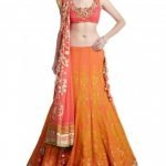 Orange and Pink Lengha with Patch Work