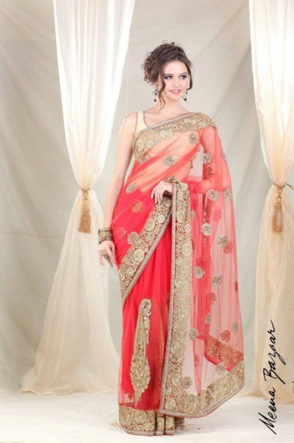 Rani and Orange Silk Brocade Zari Embroidered Lehenga Set – Meena Bazaar