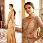 Deepika Padukone In A Cream Color Sari Gown