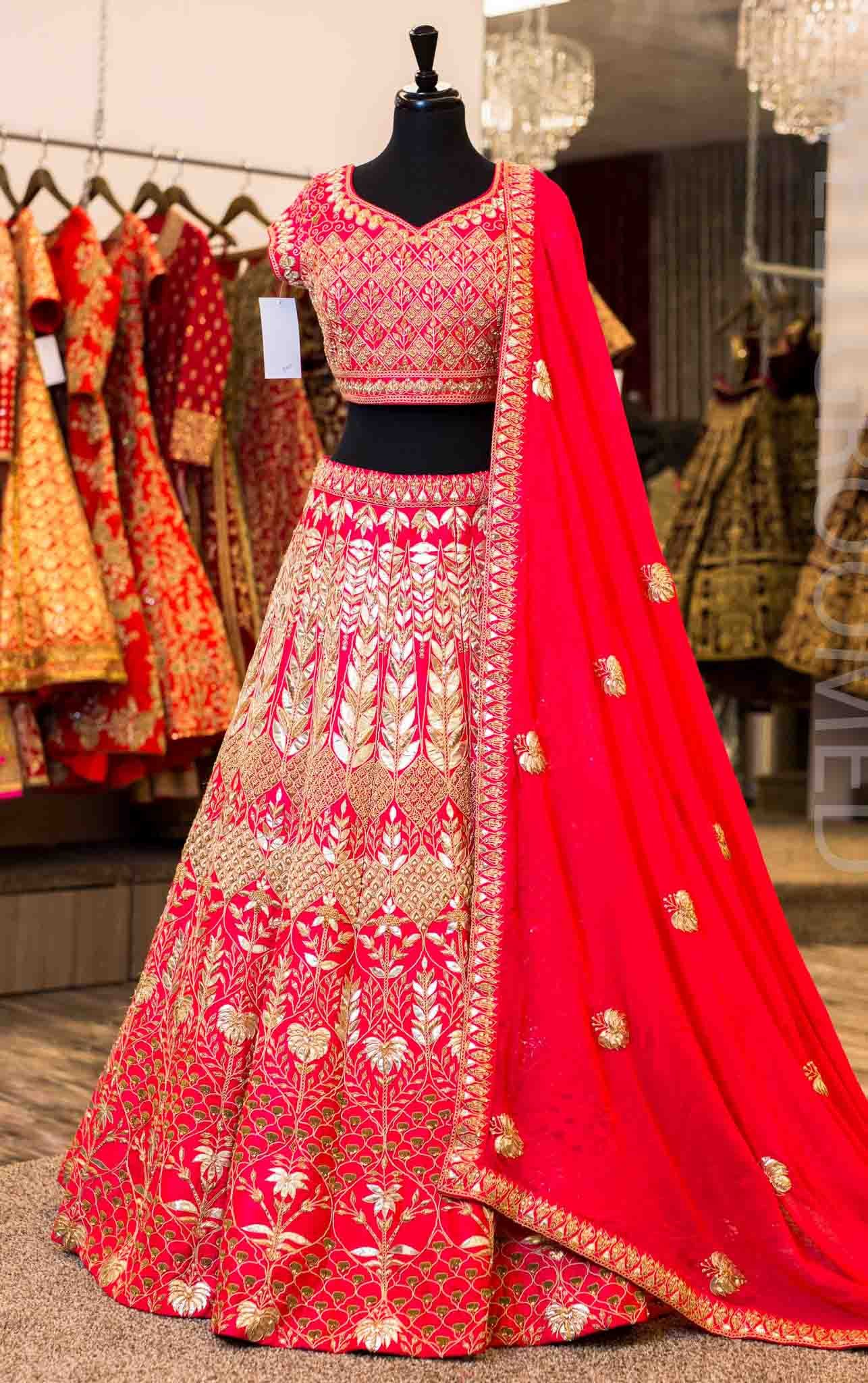 bridal lehenga gota patti