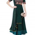 Dark Green Beads and Coin Work KalidaarAnarkali Set