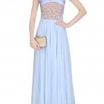 Ice Blue Embroidered Off Shoulder Anarkali Set with Embellished Choker
