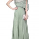 Sage Green Anarkali with Embroidered Layered Cape