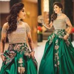 Green Color Off Shoulder Gown