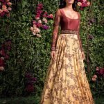 Cream And Wine Color Gown