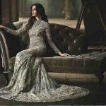 Grey Color Embroidered Gown