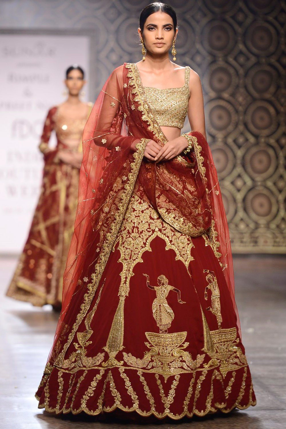 Buy Red Raw Silk Embroidery Kasab Plunge V Neck Dabka Bridal Lehenga Set  For Women by Nitika Gujral Online at Aza Fashions.