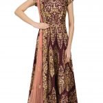 Maroon and Gold Embroidered Anarkali Set