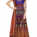 Purple and Red Swarovski Embellished Anarkali Set