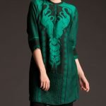 Electric Green Tunic with Flamingo Embroidery