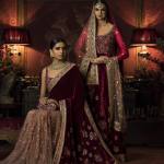 Maroon And Cream Color Embroidered Sari