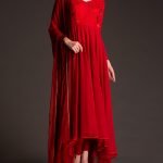 Fiery Red Anarkali Suit with Embroidered Yoke