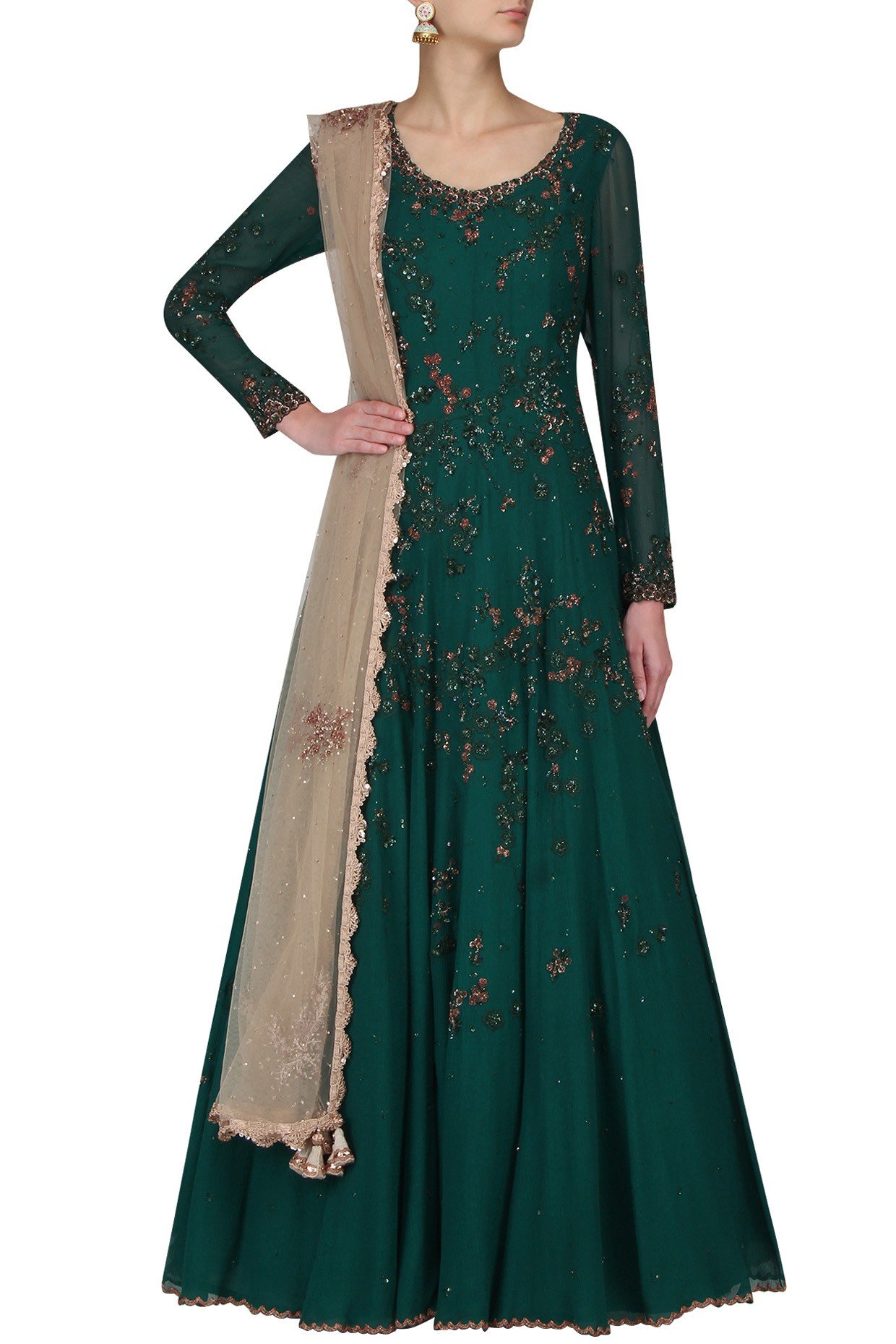 emerald green anarkali