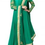 Bottle Green Layered Embellished Anarkali Set