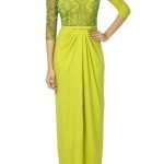 Citrus Green Embellished Draped Gown