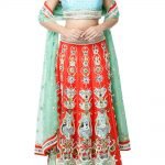 Blue And Red Embellished Lehenga Set