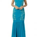 Turquoise Floral Embellished Gown
