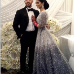 Grey Color Embroidered Gown