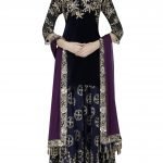 Navy Blue Chikankari Lehenga Skirt with Off Shoulder Blouse