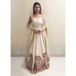 Ivory Chanderi Silk kalidar