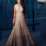 Beige Color Reception Gown