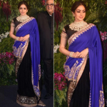 Sri Devi Kapoor In A Black Ink Blue Saree