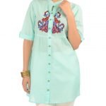 Sky Blue Tunic with Floral Design Embroidery