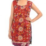 Chili Pepper Red Tunic with Kutch Embroidery