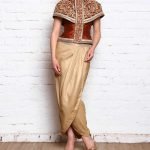 Beige Raw Silk Dhoti Skirt With Dori Embroidered Jacket