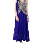 Royal Blue Anarkali Kurta Set with Bead Embellished Bodice