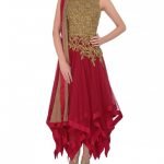 Cardinal Red Handkerchief Dress with Zari Bodice