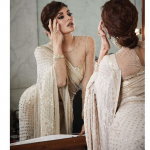 Jacqueline Fernandez Smoke Grey Embroidered Sari