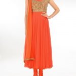 Fluorescent Orange Anarkali Style Suit