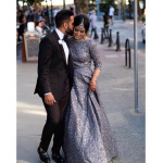 Our Client In A Grey Color Pearl Embroidered Gown