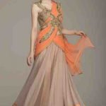 Cream Orange Color Anarkali